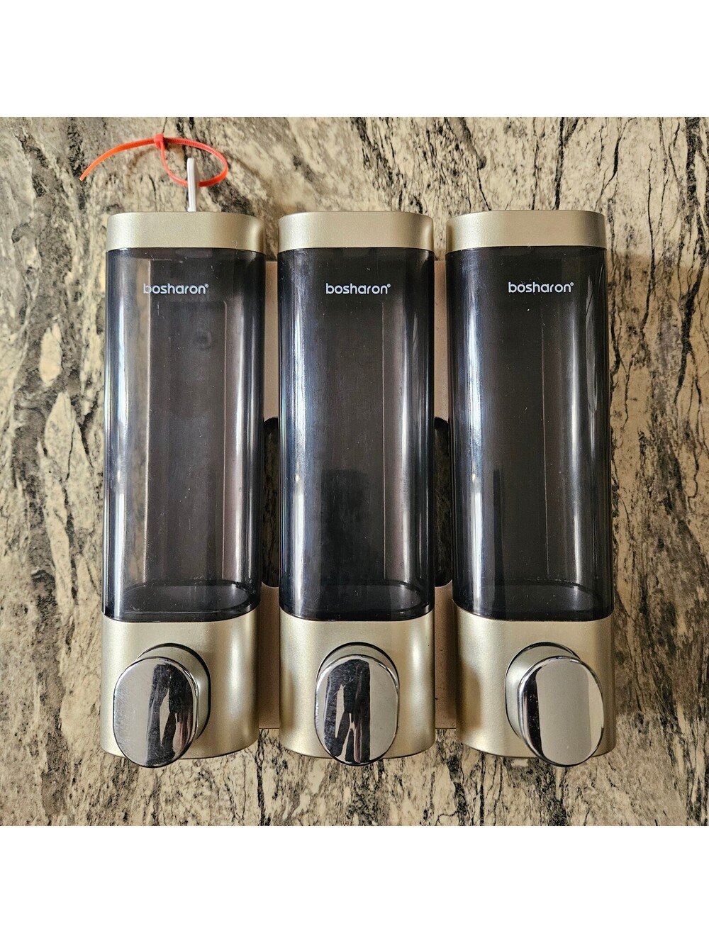 Shower Soap Dispenser Wall Mount 3 Chamber. Shower and Lotion Dispenser (Gold)